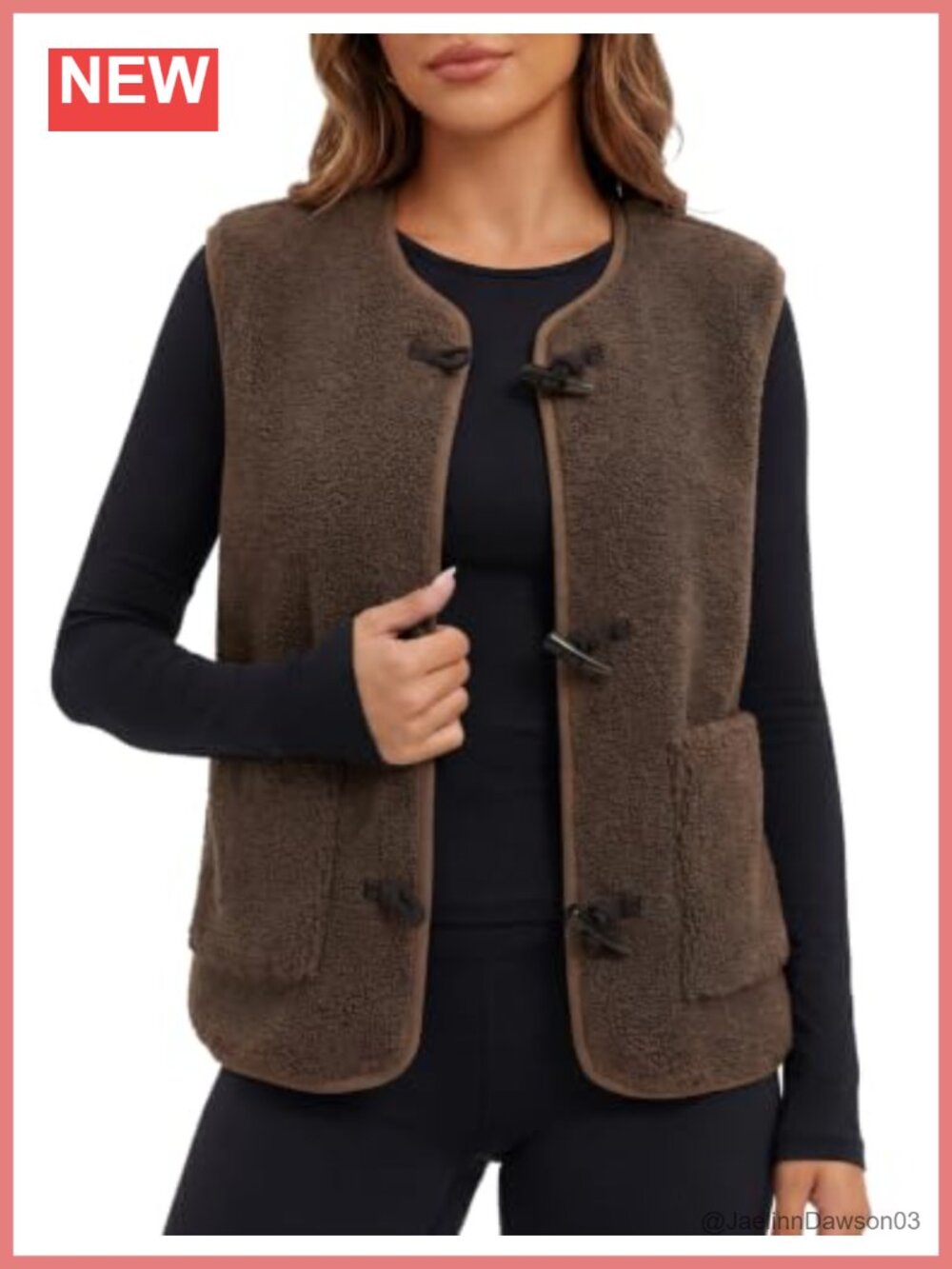Sherpa Fleece Vest Button Up Sleeveless with Pockets
